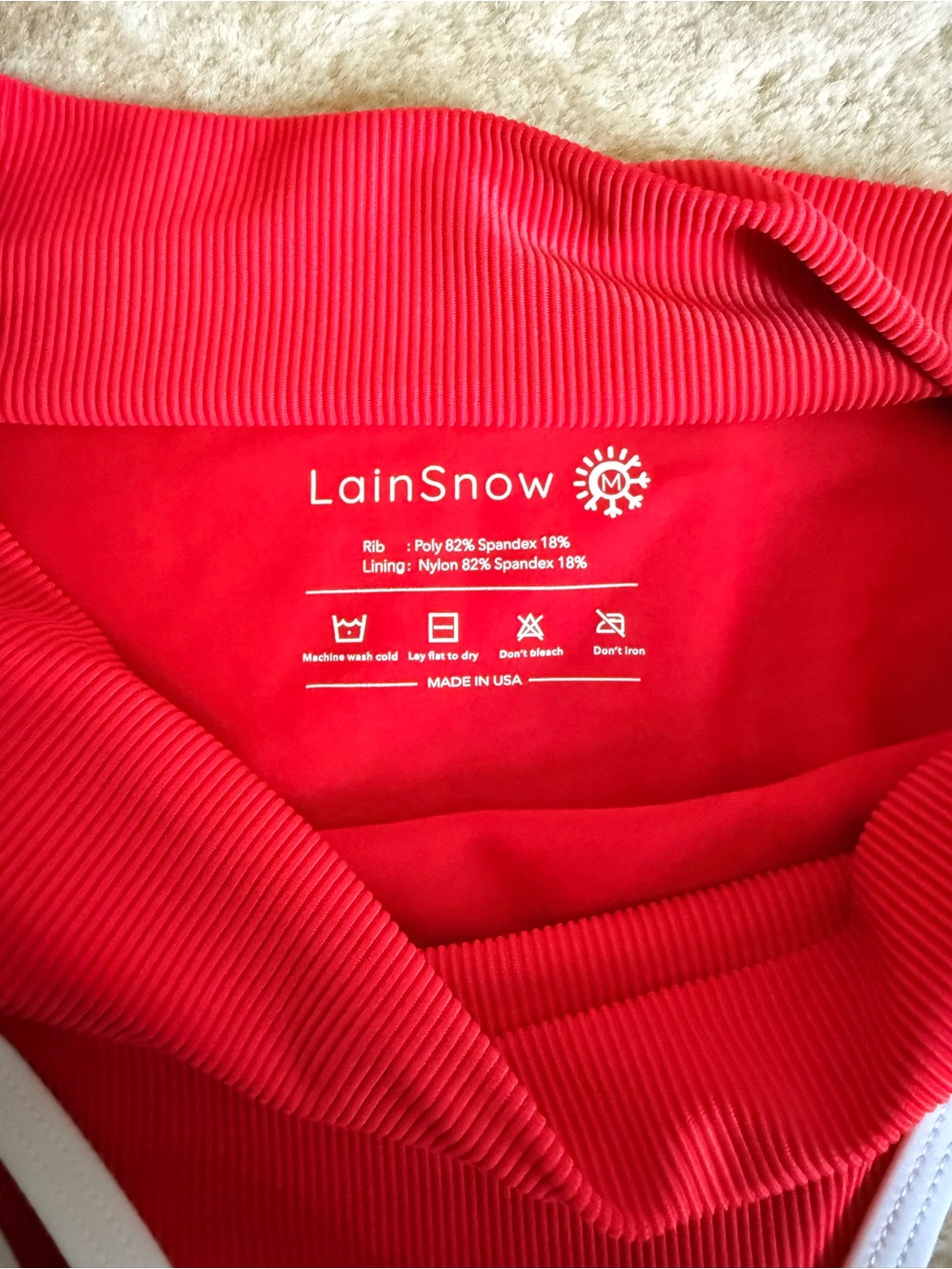 LainSnow Red High-Waist Tank Bikini with White Trim - Picture 3 of 4